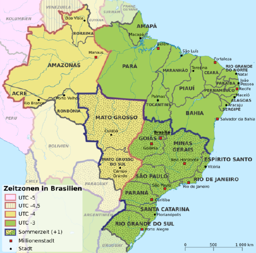 Zeitzonen in Brasilien (Bild: Rosso Robot, CC Wikipedia)