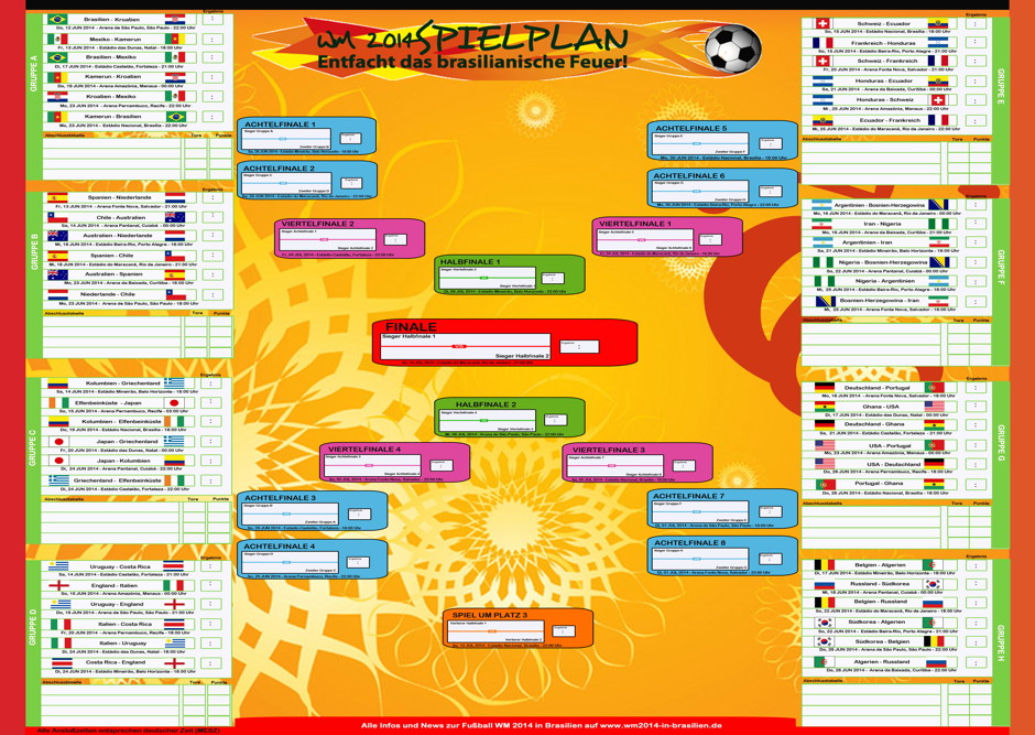 WM 2014 Spielplan PDF